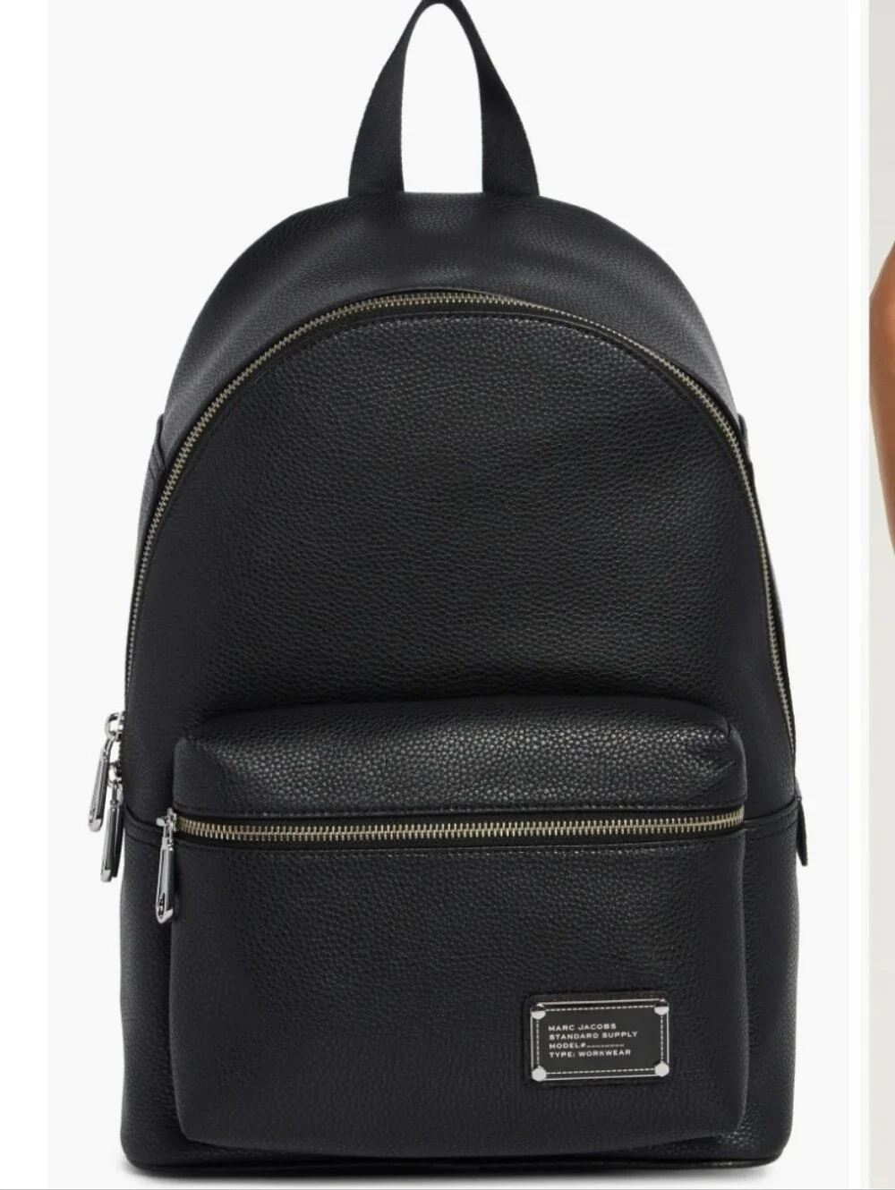 Marc Jacobs Black Pebbled Leather Workwear Backpack